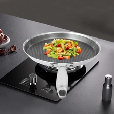 10 Inch Stainless Steel Crepe Pan Non Stick Flat Skillet Pancake Pan Cooking Pan