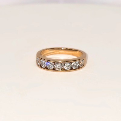 1 kt 7 Steine Halb Ewigkeit natürlicher Diamant Ring Kanal Set 18 K Rotgold