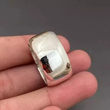 Solid 925 Sterling Silver Wide Cigar Thick Band Ring Handmade Gift Ring All Size