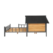 Large Wooden Dog Cabin with Anti-Bite Iron Frame, Waterproof Asphalt Roof 
