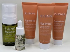 5pc Lot Elemis Superfood Travel Size Cleansers Creams Mist Oil New