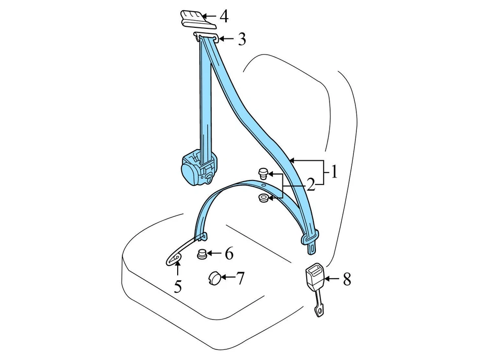 2003-2009 AUDI A4 QUATTRO - передний правый трансформируемый натяжитель ремня безопасности - Изображение 2 из 4