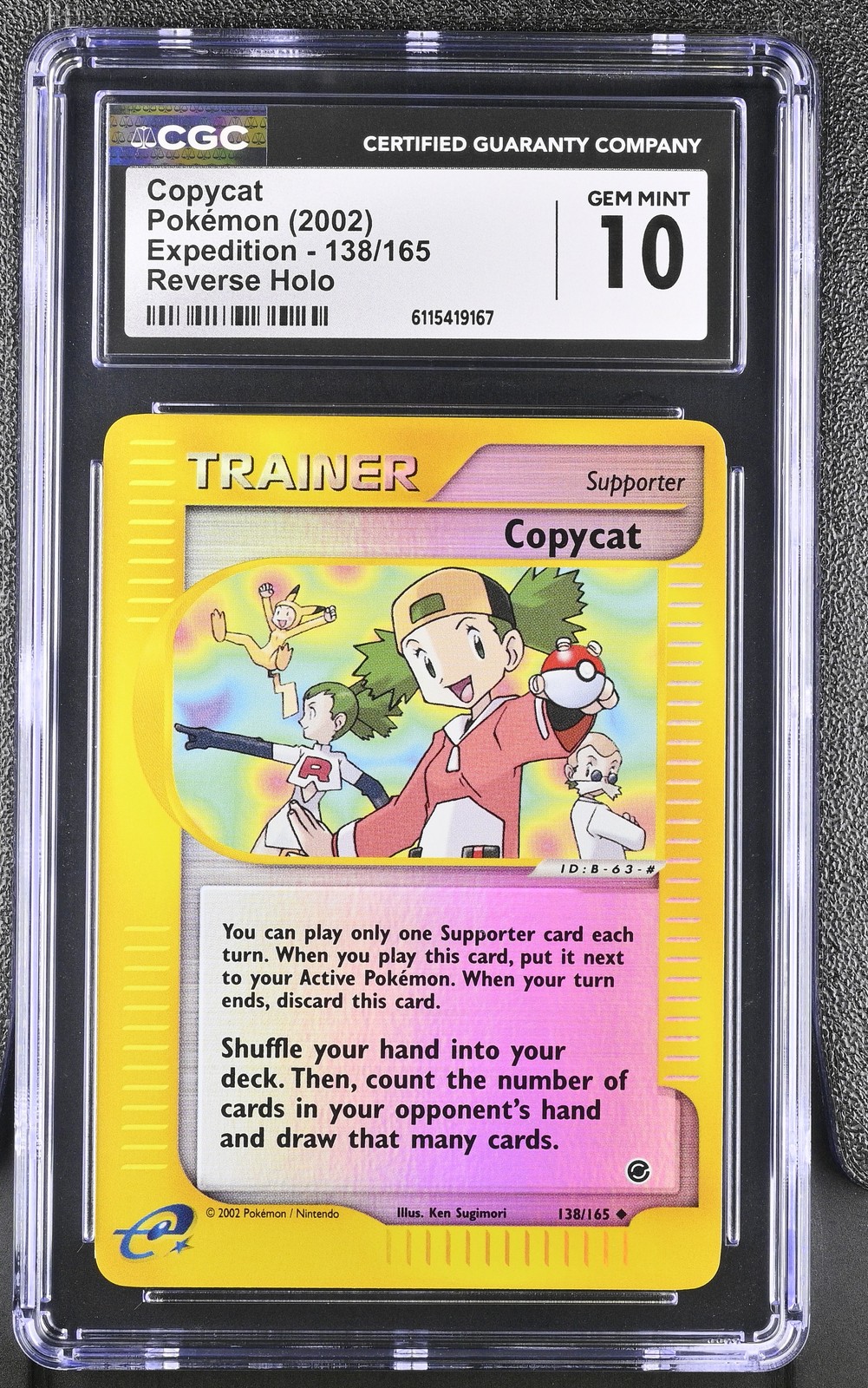 CGC 10 GEM MINT Copycat 2002 Expedition 138/165 Reverse Holo Pokemon Card