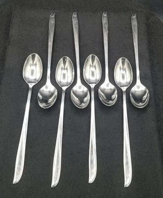 8 Pc. Oneida TWIN STAR Stainless 7.5'' Tea Spoons MCM Atomic Starburst Flatware