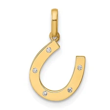 14k CZ Horseshoe Childrens Pendant YC1292