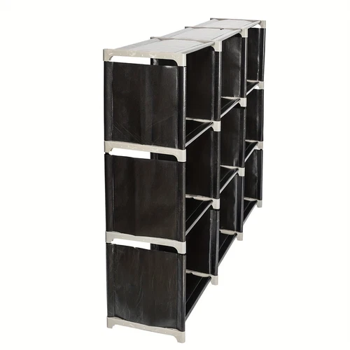 Multifunctional Assembled 3 Tiers 9 Compartments Storage Shelf Black - Picture 9 of 9