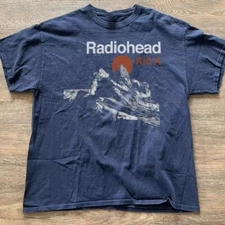 Radiohead Kid A Albums Tour Rare Navy T shirt Short Sleeve Unisex S-5XL