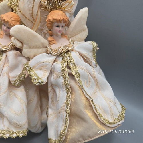 VTG Traditions Gold Angel Tree Topper with Matching 2 Angel Ornaments Set of 3 - Picture 3 of 12