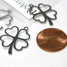 3 Silver Hypo-Allergenic 304 Grade Stainless Steel 4 Leaf Clover Charm Pendants