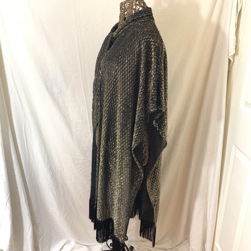 SPECIALTY HOUSE Cape Black Gold with Fringe one size larger Womens - Picture 2 of 11