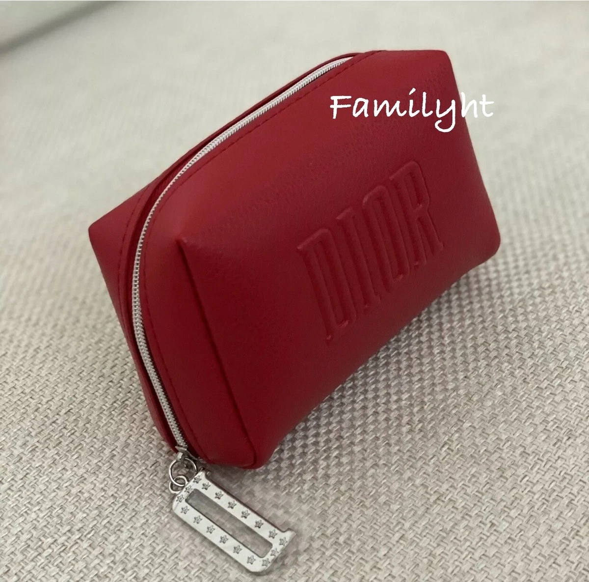 Dior Cosmetic Makeup Bag Pouch Red Faux Leather eBay