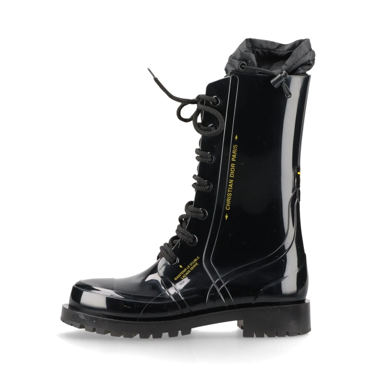 Christian Dior Bottes Caoutchouc x Tissu 37 Lacets de Remplacement Femme Noir DIORCAMP
