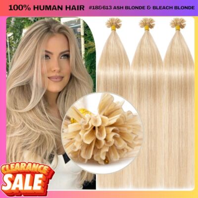 US CLEARANCE Pre Bonded Keratin THICK Nail U Tip Human REAL Hair Extensions 400S