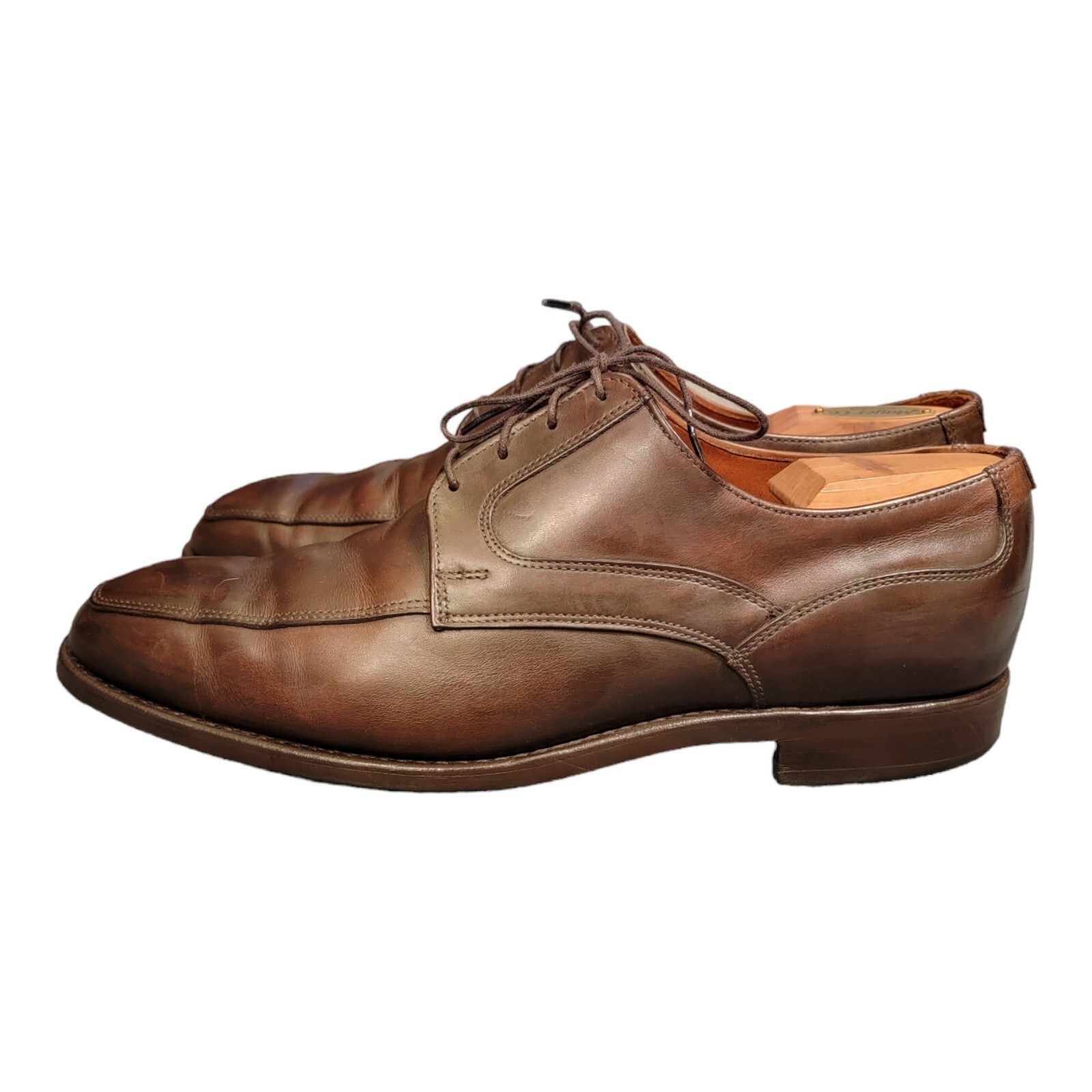 SAOLA Scarpe Allen Edmonds MONTGOMERY marroni in pelle punta spaccata Derby 9 5 3E larghe