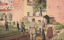 Deutsche Stadtbev&ouml;lkerung bei der g&auml;rtnerischen Ausnutzung von Baustellen AK
