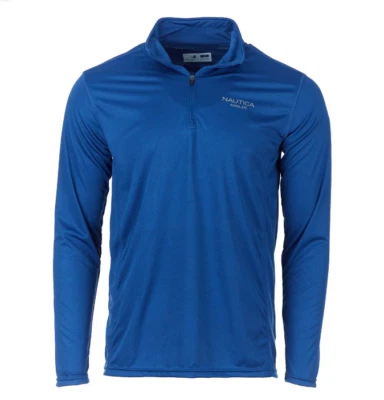 Nautica Angler Men's Shirt Blue Long Sleeve Quick Dry Fishing UPF 50+ Ultracool