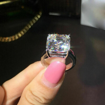 Schön 4 Kt Asscher Weiß Diamant Solitär Jubiläum Verlobungsring Weißgold-Finish