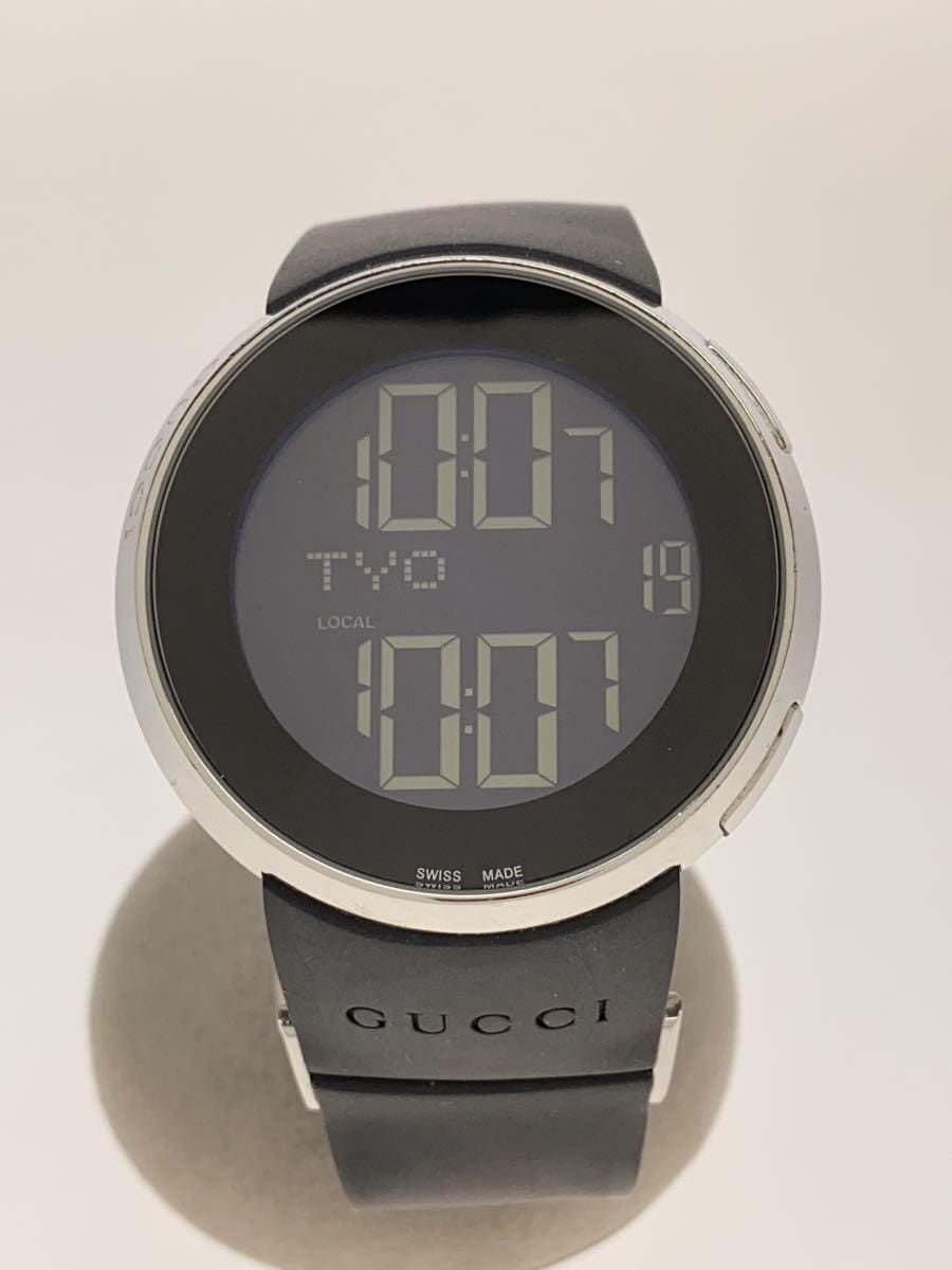 GUCCI Men's Watch Quartz Digital Rubber Black SS 114-2 Used GUCCI Men's Watch Quartz Digital Rubber Black SS 114-2 Used