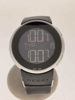 GUCCI Men's Watch Quartz Digital Rubber Black SS 114-2 Used GUCCI Men's Watch Quartz Digital Rubber Black SS 114-2 Used