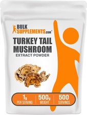 BulkSupplements Turkey Tail Mushroom Extract Powder 500g - 1000mg per Serving