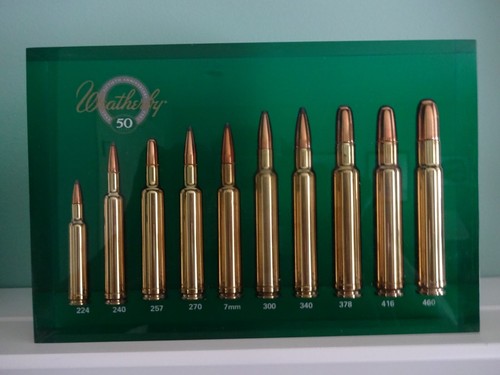 WEATHERBY 50th ANNIVERSARY GREEN LUCITE BLOCK - EXCELLENT CONDITION