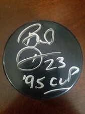 bruce driver signed puck autographed practice auto nj devils 1995 stanley cup 95