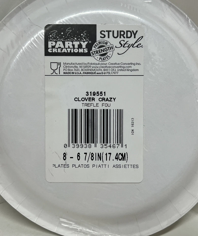 St Patrick's Day Clover Crazy 7 Inch Paper Plates 8 Pack Tableware Decorations - Image 2 of 2