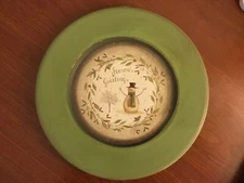 Primitive Distressed Wood Plate " Season's Greetings" Christmas Winter Decor 11"