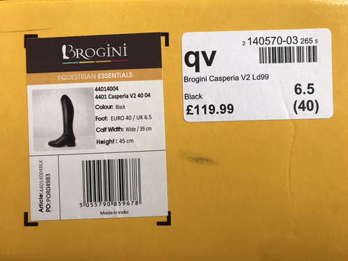 STIVALI EQUITAZIONE BROGINI CASPERIA V2 NERI UK 6,5/40 NUOVI IMBALLATI £119,99 - Foto 15 di 15