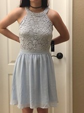 Lulus Light Blue Floral Formal Dress Size Large