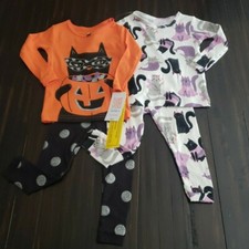 Carter's Just One Size 12 Month Halloween Kitty 4 Piece Pajama Set Purrmaid NWT