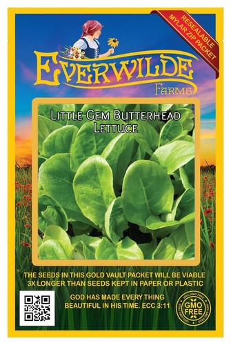 1000 Little Gem Butterhead Salat Samen - Everwilde Farms Mylar Samen Paket - Bild 1 von 3
