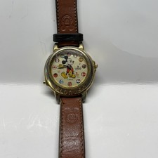 Original Walt DISNEY MICKEY MOUSE Leather Gold WATCH DISNEY World