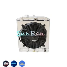 14.09"W Radiator+Shroud+12"Fan For 88-01 Honda CRX Civic Acura Integra 2Row Alum