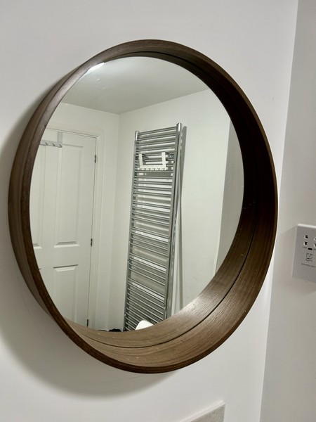 Nuevo Espejo Redondo de Nogal 60 cm Baño Pasillo Dormitorio - con Caja Original PVP £260+
