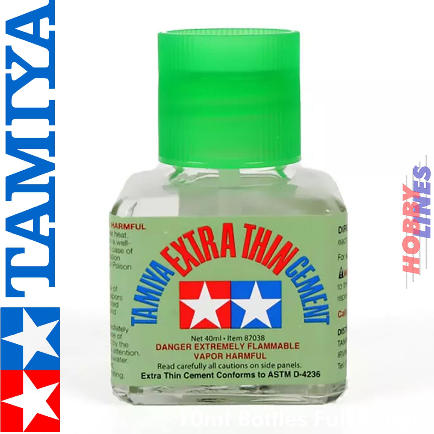 Tamiya EXTRA THIN CEMENT 40ml applicator brush in cap flowing adhesive 87038