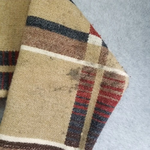 VTG Norm Thompson Jacket Mens Large Beige Plaid Wool Full Zip Baja Drug Rug 90s image 6