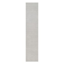 2'6"x12' Ivory Hand Loomed Polyester Plain Modern Striae Design Runner Rug 92224
