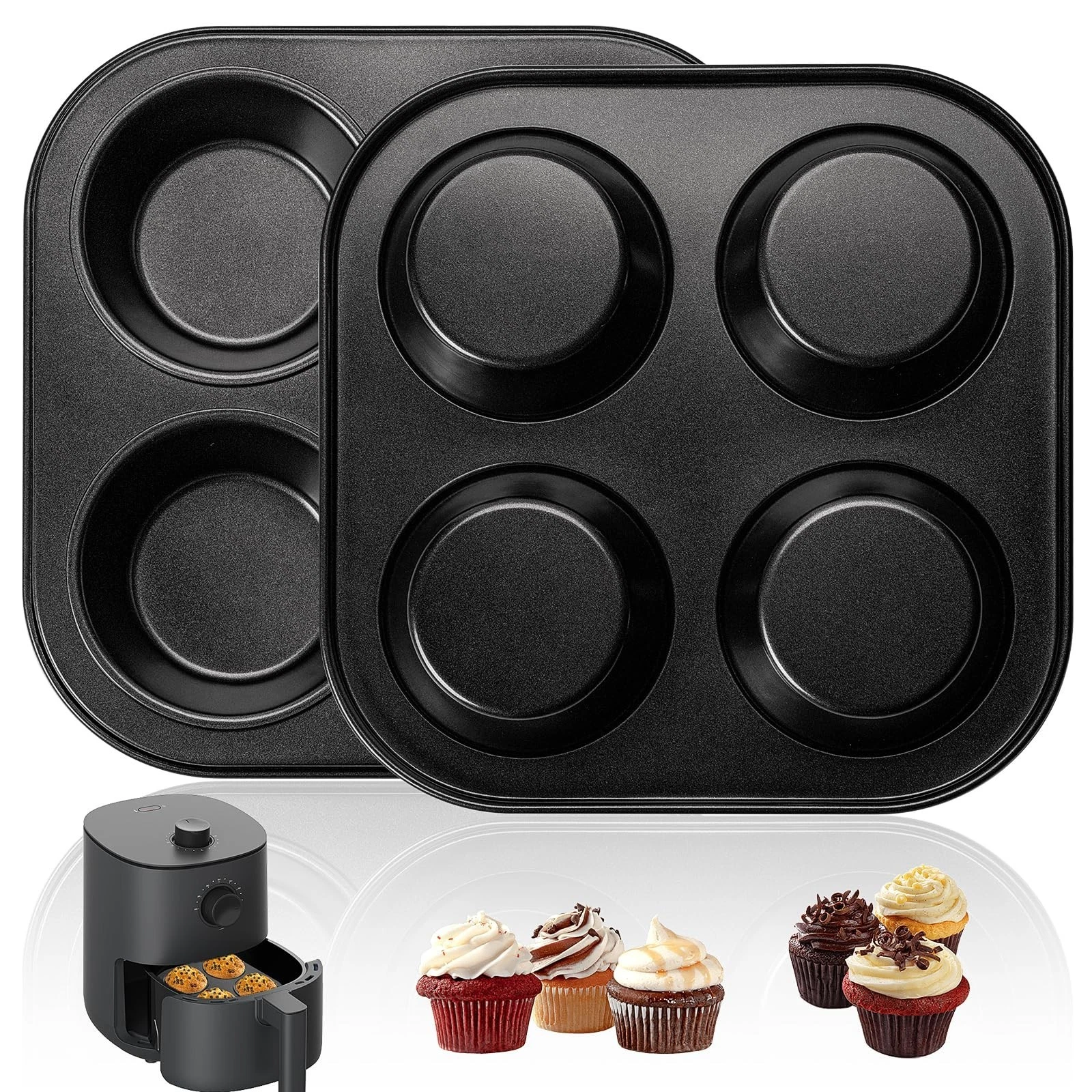 Air Fryer Muffin Pan, 2 Pack Cupcake Molds for Air Fryer Toaster Oven, Nonsti...