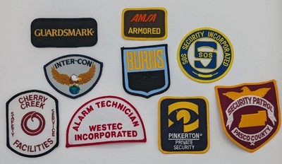 Lot of 9 Security & Protective Services Uniform Patches   Various Companies