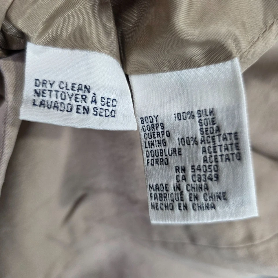 Traje Saville Mujer Beige 100% Seda Blazer Chaqueta Botón Único Talla 4 Foto 3 de 4