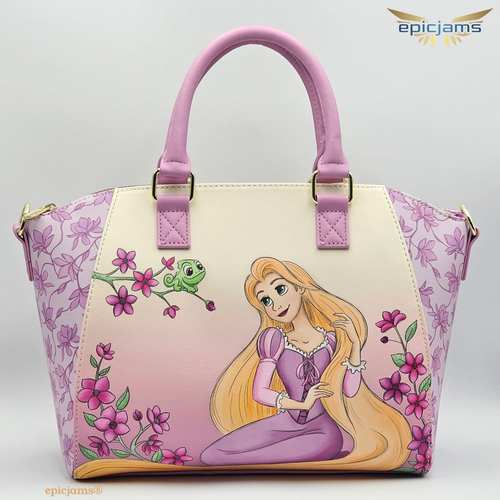 Loungefly Disney Tangled Rapunzel & Pascal Flower Pink Satchel Purse ...