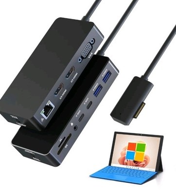 12-in-1 Surface Dock, Triple Display Support with 2 HDMI + VGA, Microsoft Sur...