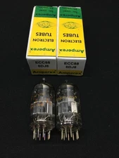 MATCHED PAIR AMPEREX 6DJ8 ECC88 UFO Getter Holland VACUUM TUBES Tested D.9218