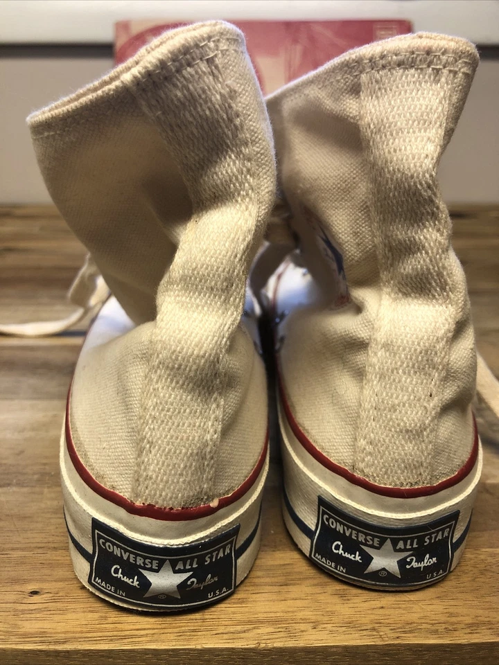 Nuevo de Lote Antiguo En Caja Años 70 De Colección Chuck Taylor Converse WOS Blanco Alto Top All Star Talla 6 Foto 4 de 4