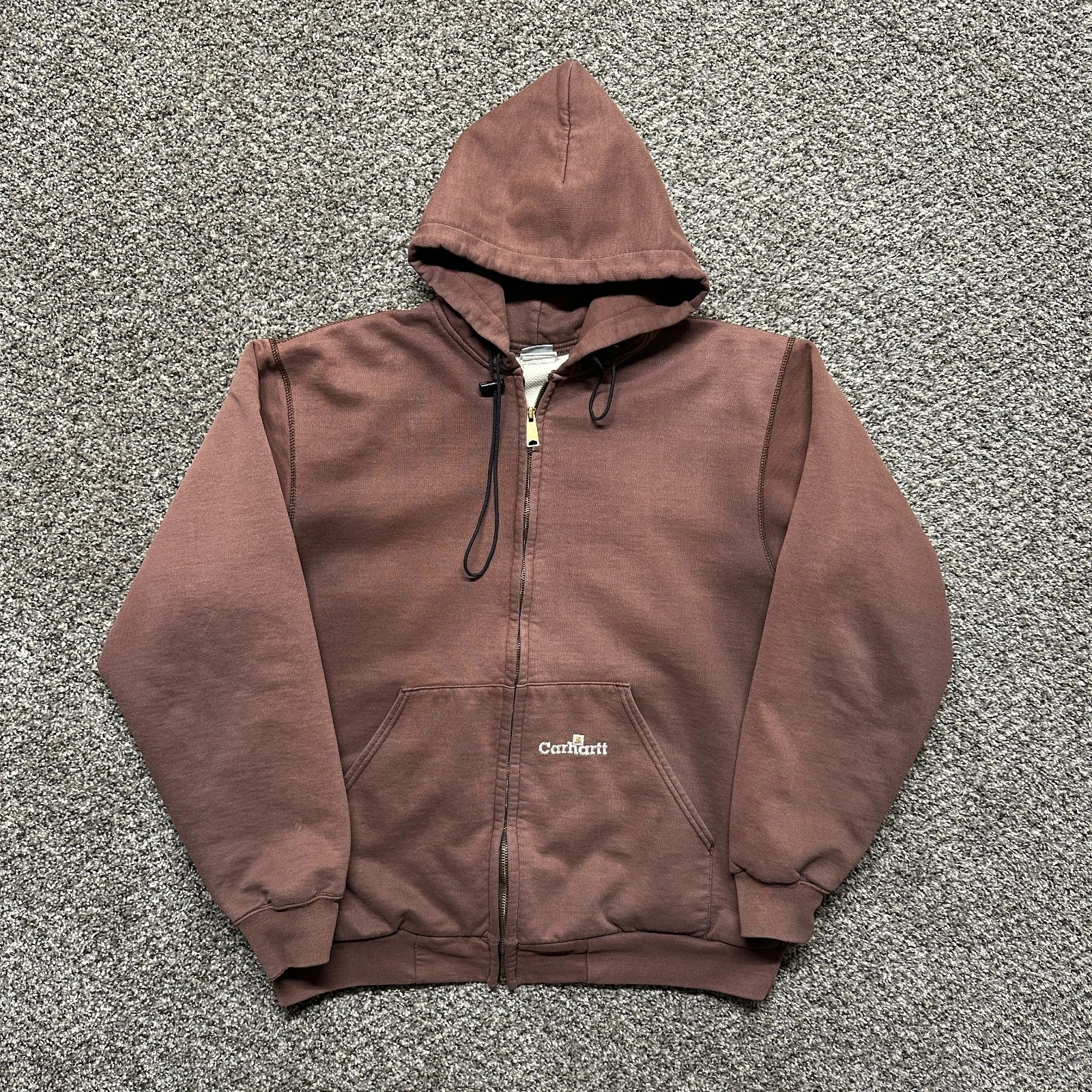 Vintage Carhartt Hoodie Sweatshirt Size M Brown Full Zip 90s Thermal Lined
Opens in a new window or