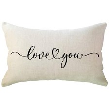 Love You Lumbar Throw Pillow Covers Love Gift for 20" x 12" Pack of 1 Beige
