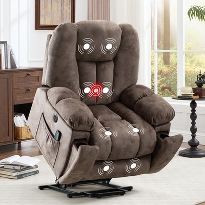 EBELLO Power Lift Recliner Chair w/ Massage & Heat for Elderly Overstuffed Wide