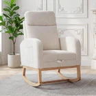 Rocking Chair Nursery Chair Recliner Armchair with High Backrest  Foot Rest Home