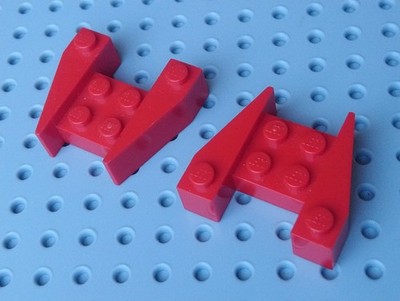 Lego Stein Keil doppelt 3x4, ohne Noppen Kerben [2399] rot x2